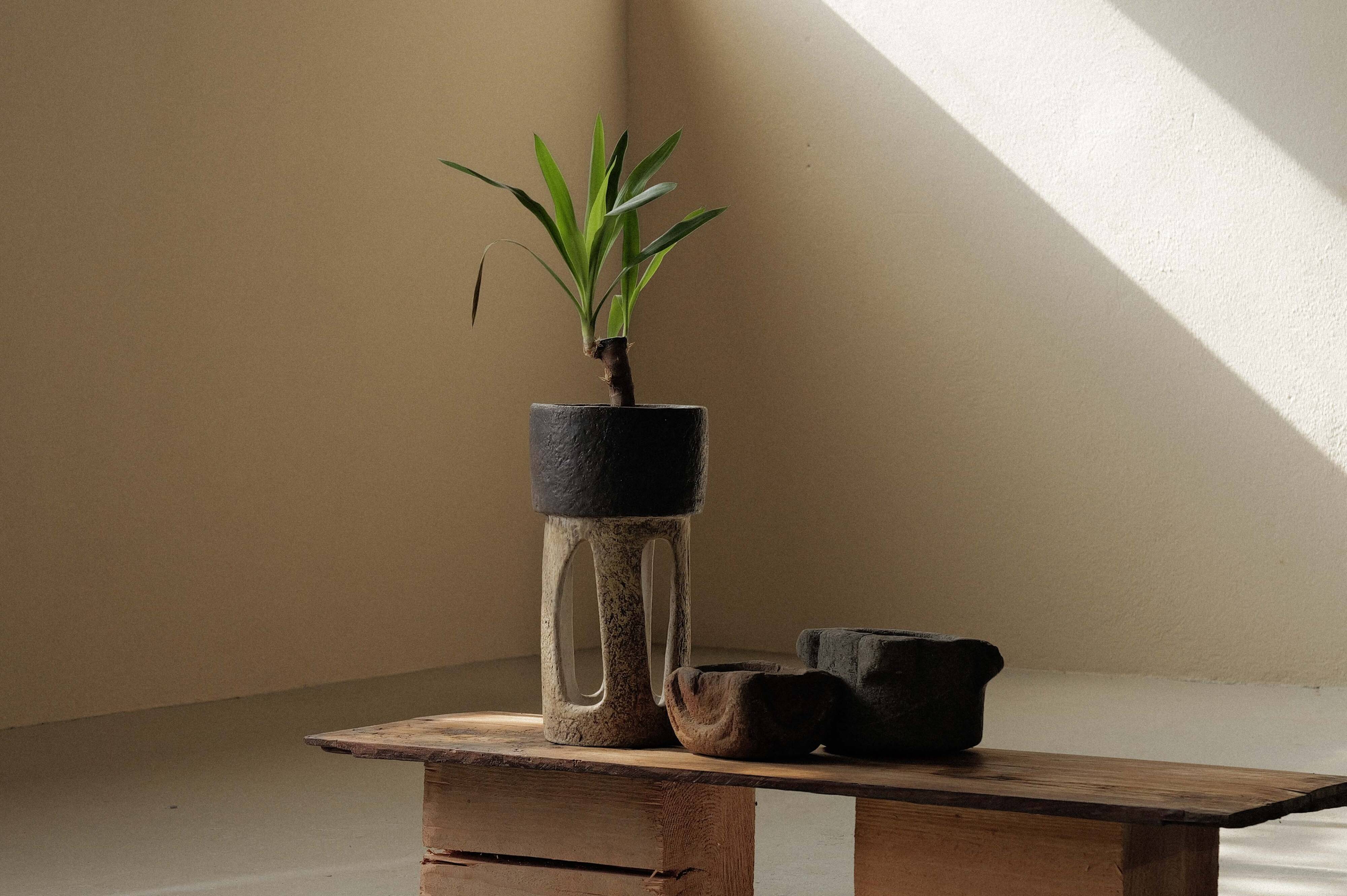 Large sculptural glazed ceramic planter, circa 1970
