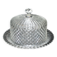 Vintage cheese bell in pressed glass molded DIAMOND 16cm