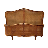 Lit à fond de canne de style Louis XV en bois de hêtre massif XX siècle