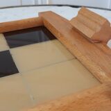 Beech and plexiglass checkerboard top 60s