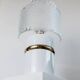 Vintage Murano glass table lamp – white, gold metal base, frosted glass shade – Italy 1980s