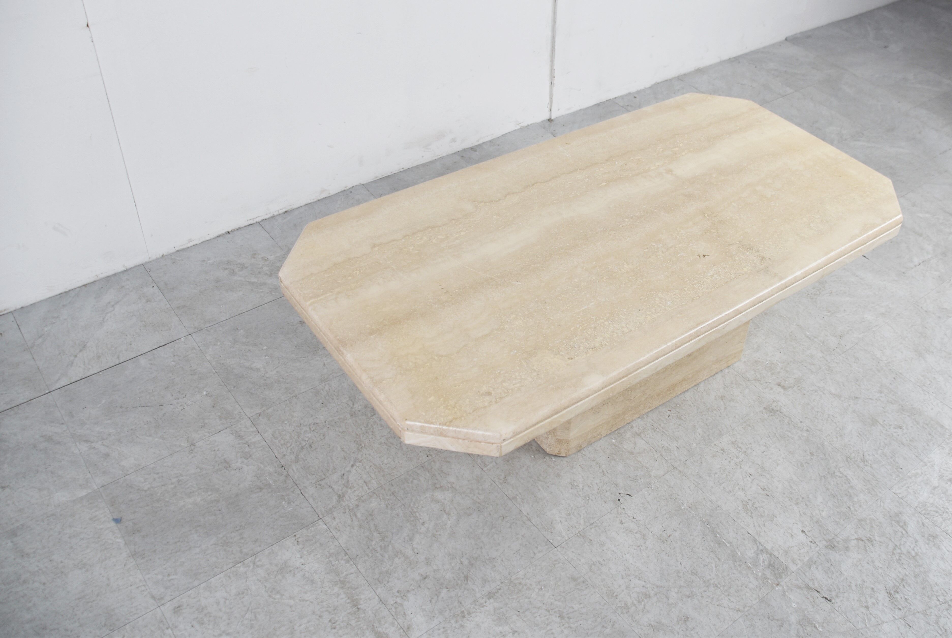 Vintage travertine coffee table, 1970s