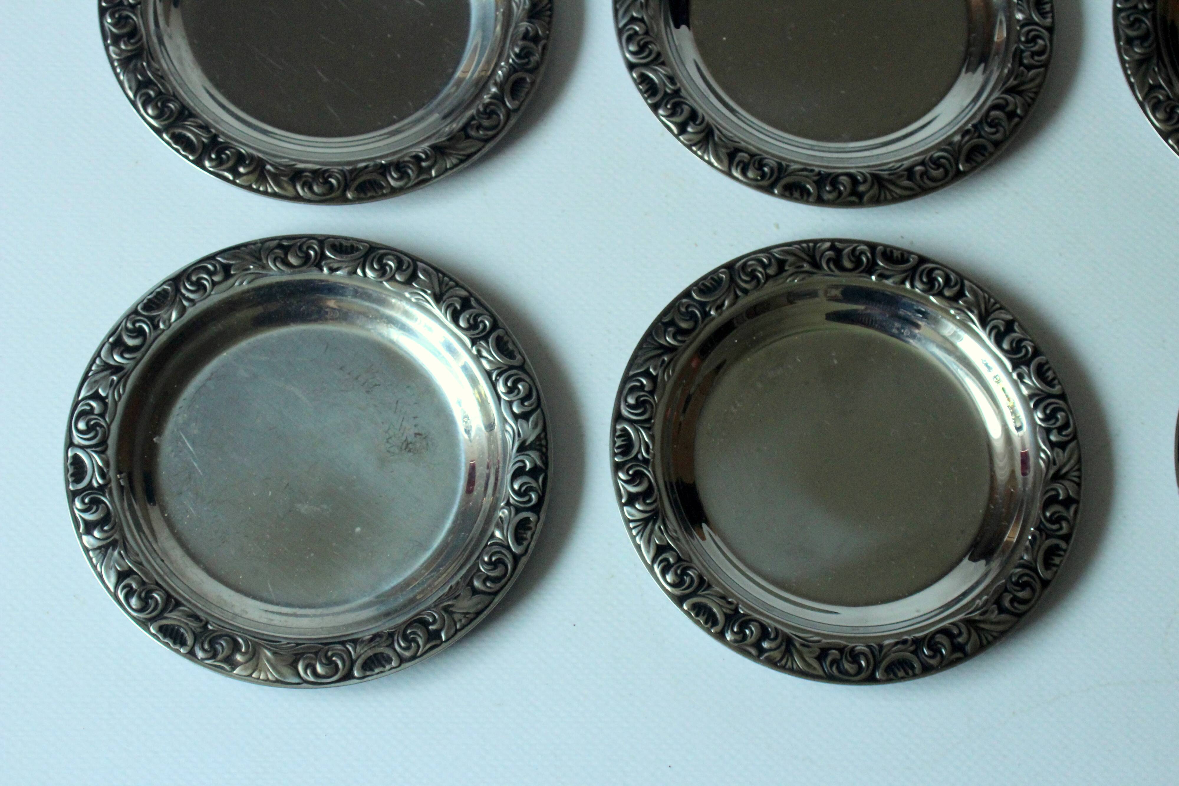 6 stainless steel coasters by WMF - marked - Vintage from the 60s