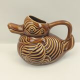 Brown duck-shaped jug in ceramic Sarreguemines