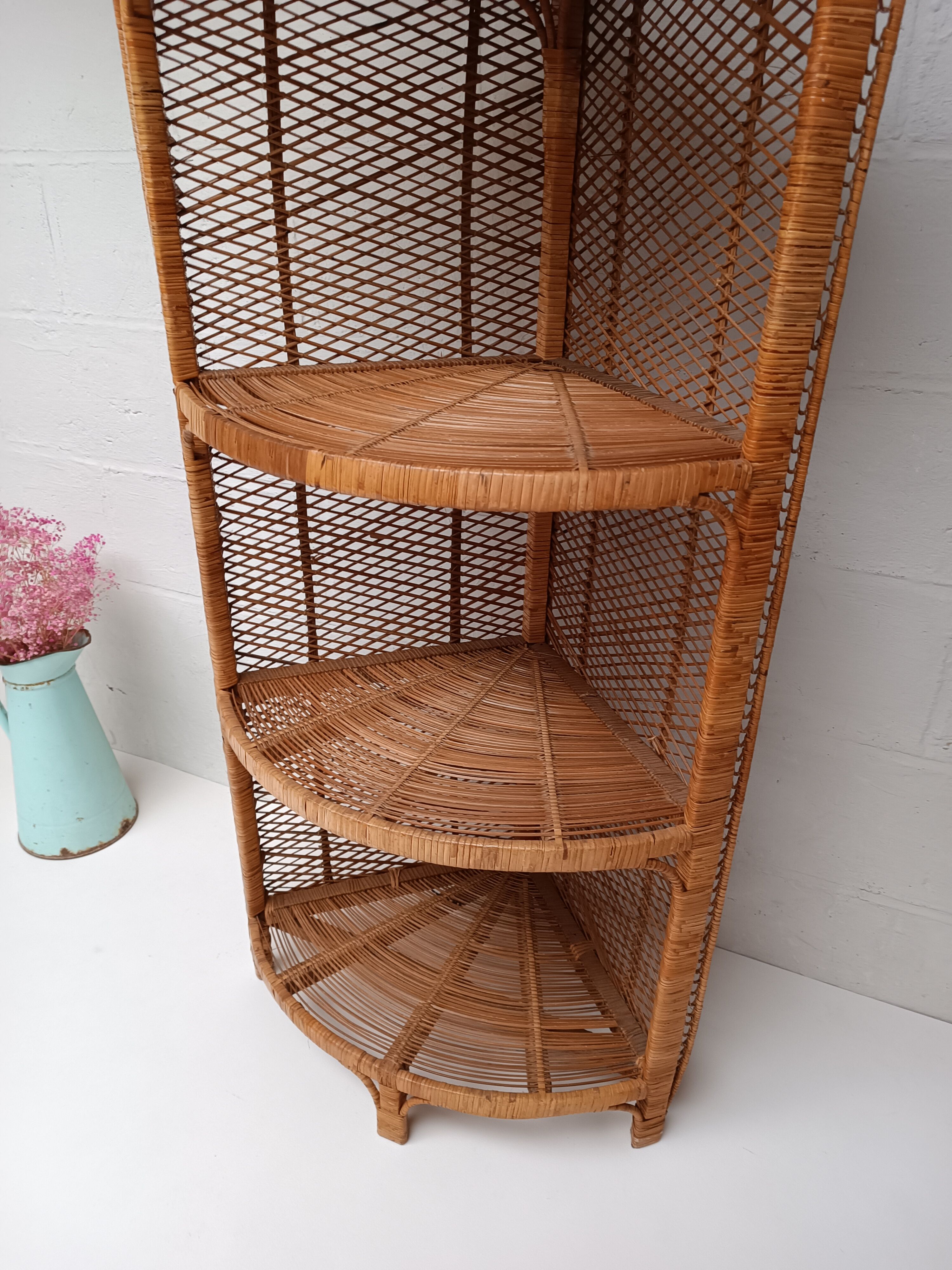Tall rattan shelf