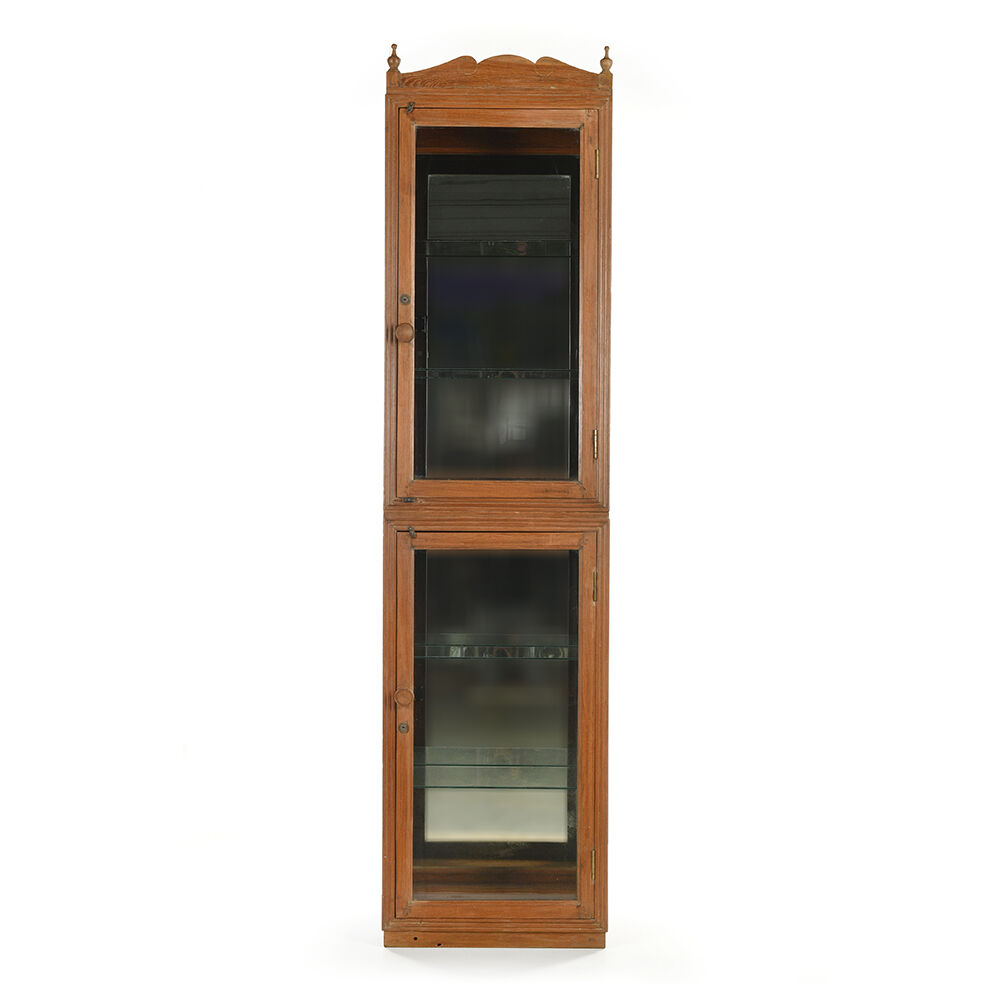 Antique teak showcase with mirror