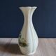 Vintage White Broken Ceramic Vase with Floral Pattern, Ribbed Vase