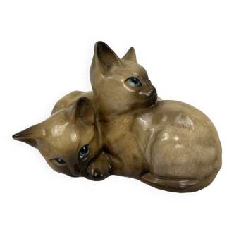 Chats en porcelaine anglaise Old Beswick Pottery, siamois