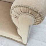 1950s, Danish 2-seater sofa, furniture velour, teak wood legs.