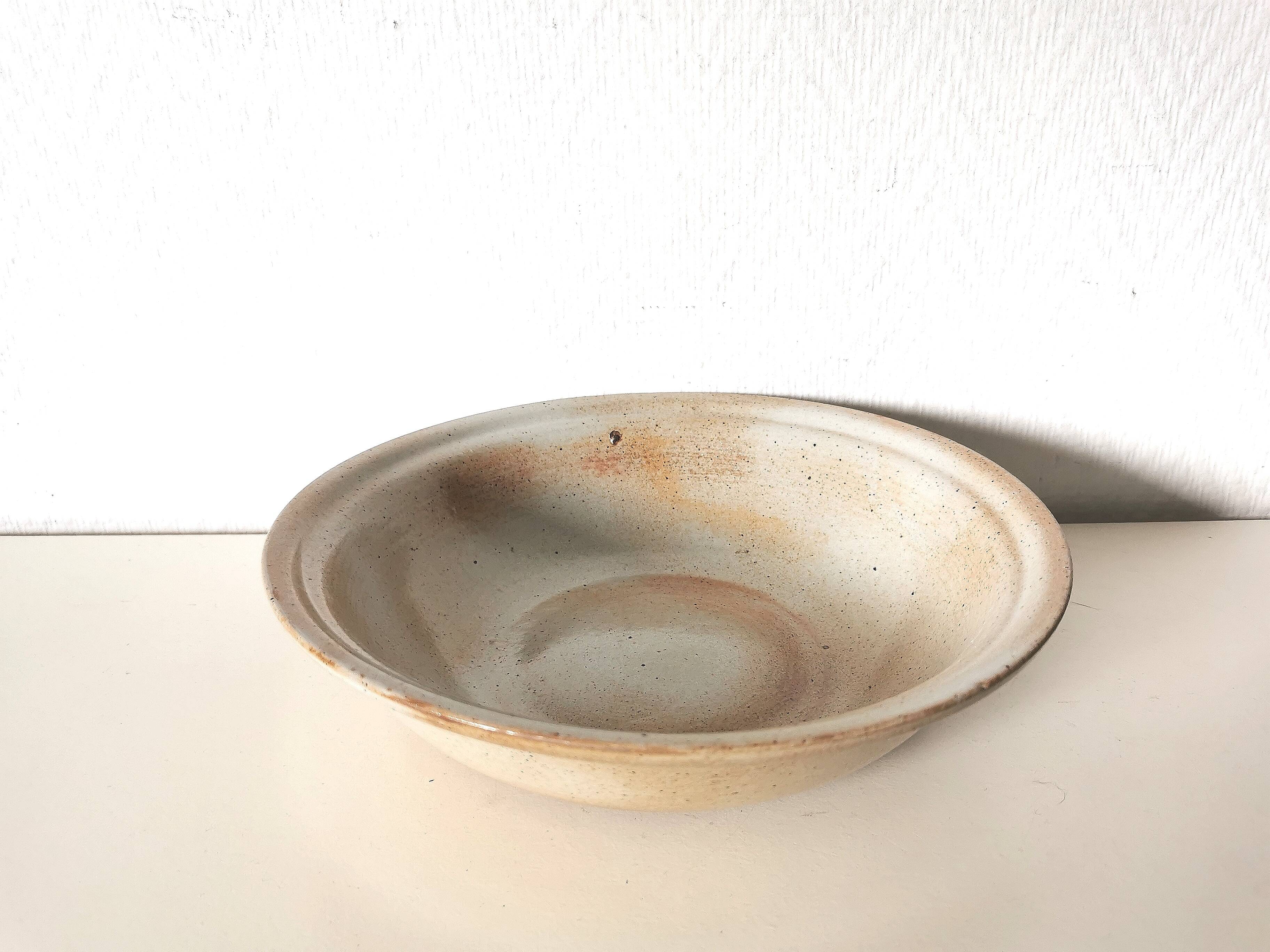 salad bowl, brown stoneware bowl, Marais stoneware, 1970s
