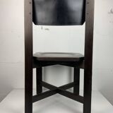 Set of 4 architectural brutalist dining chairs in beech wood, 1970s