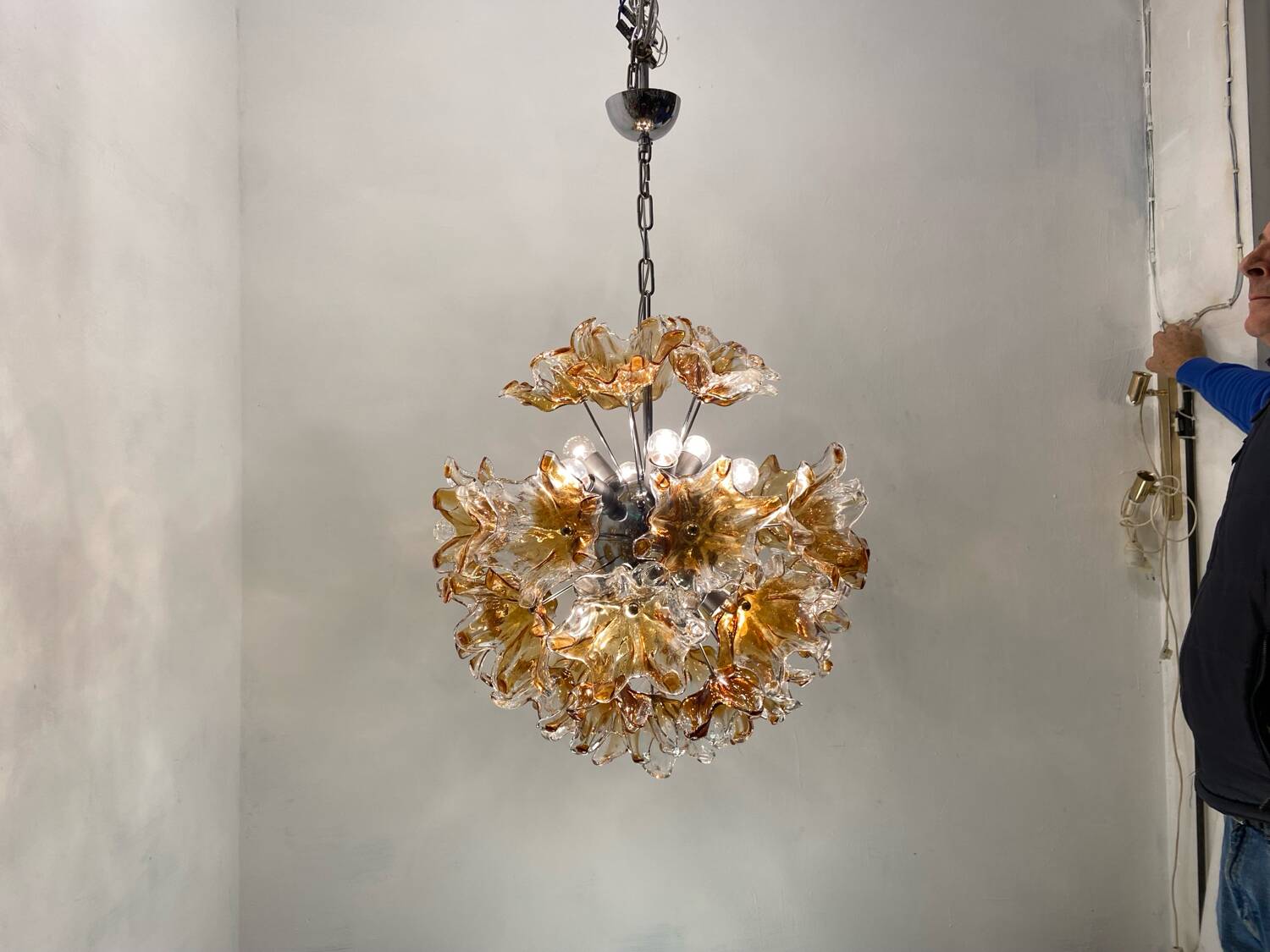 Lustre Spoutnik en verre de Murano