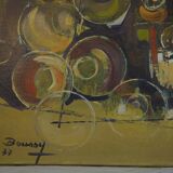 Painting on canvas abstract art signed boussy 1977
