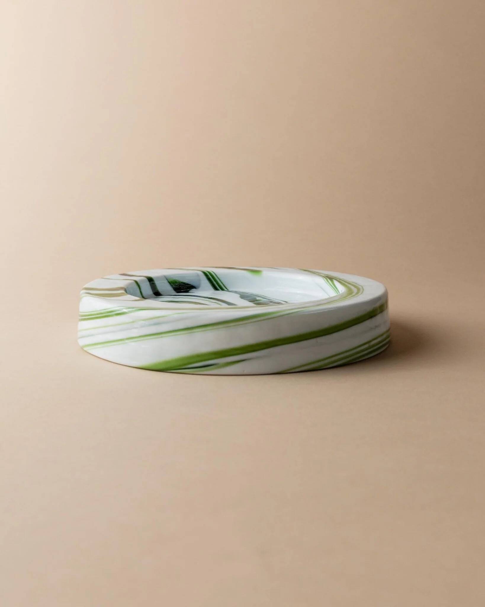 Vert Murano glass swirl bowl by Sergio Asti for Venini, Italian 1970s
