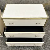 Cabinet and chest of drawers in ivory lacquer, inspired by Mahey and Vandel.