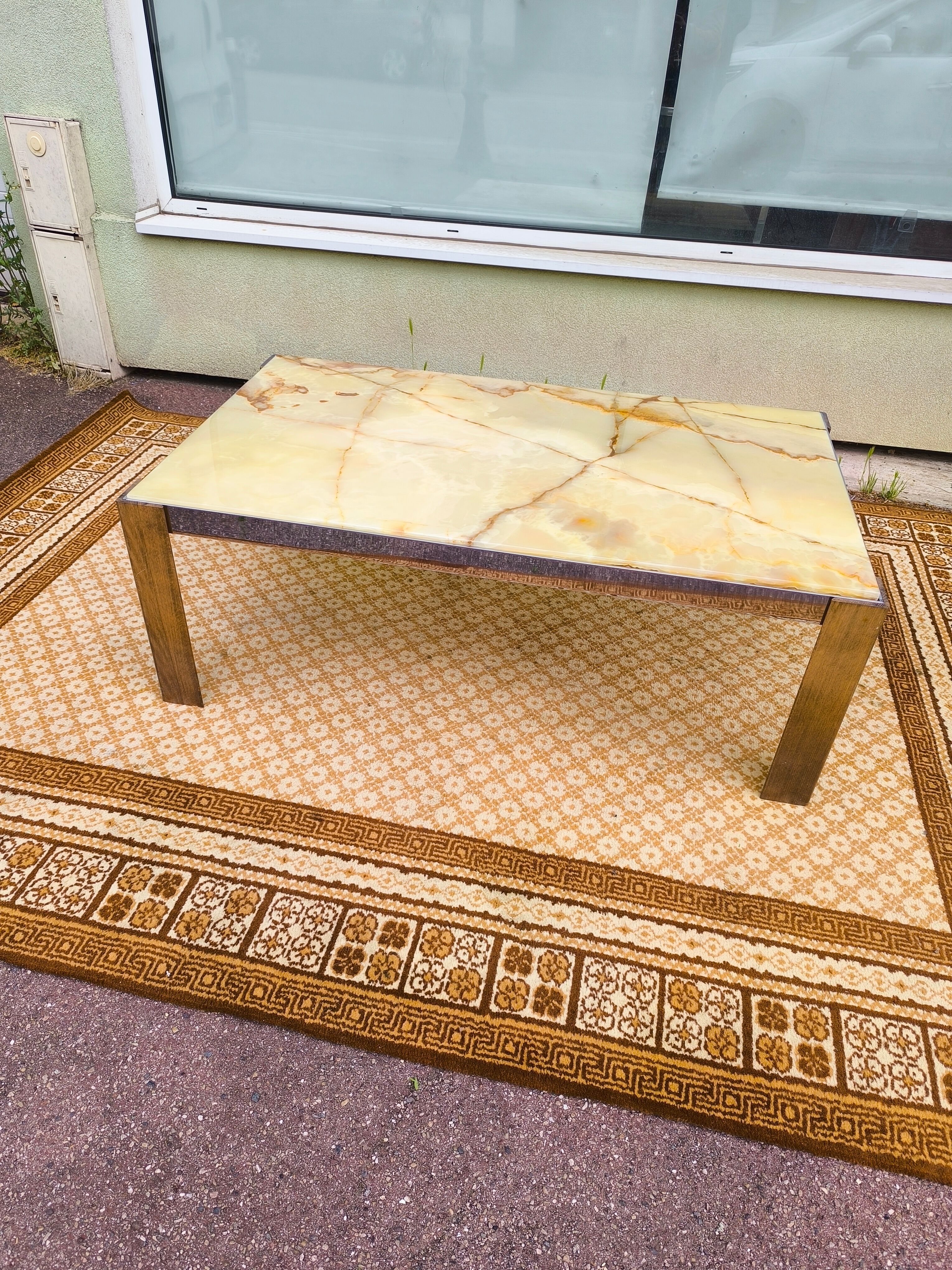 Wood chrome marble coffee table