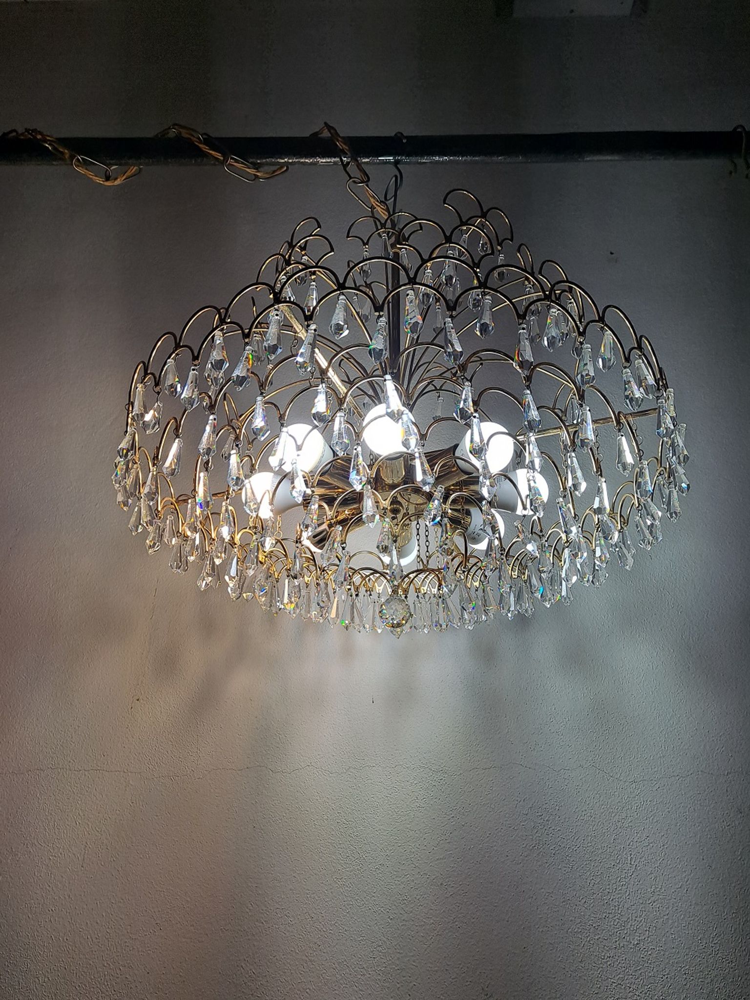 Lustre en cristal italien vintage 8 lumières