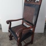 Spain truncated chair solid wood scuplté and leather