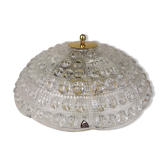 Lustre de plafond en cristal et laiton par Carl Fagerlund pour Orrefors, années 1960