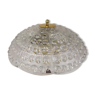 Crystal and brass ceiling light by Carl Fagerlund for Orrefors, 1960s.