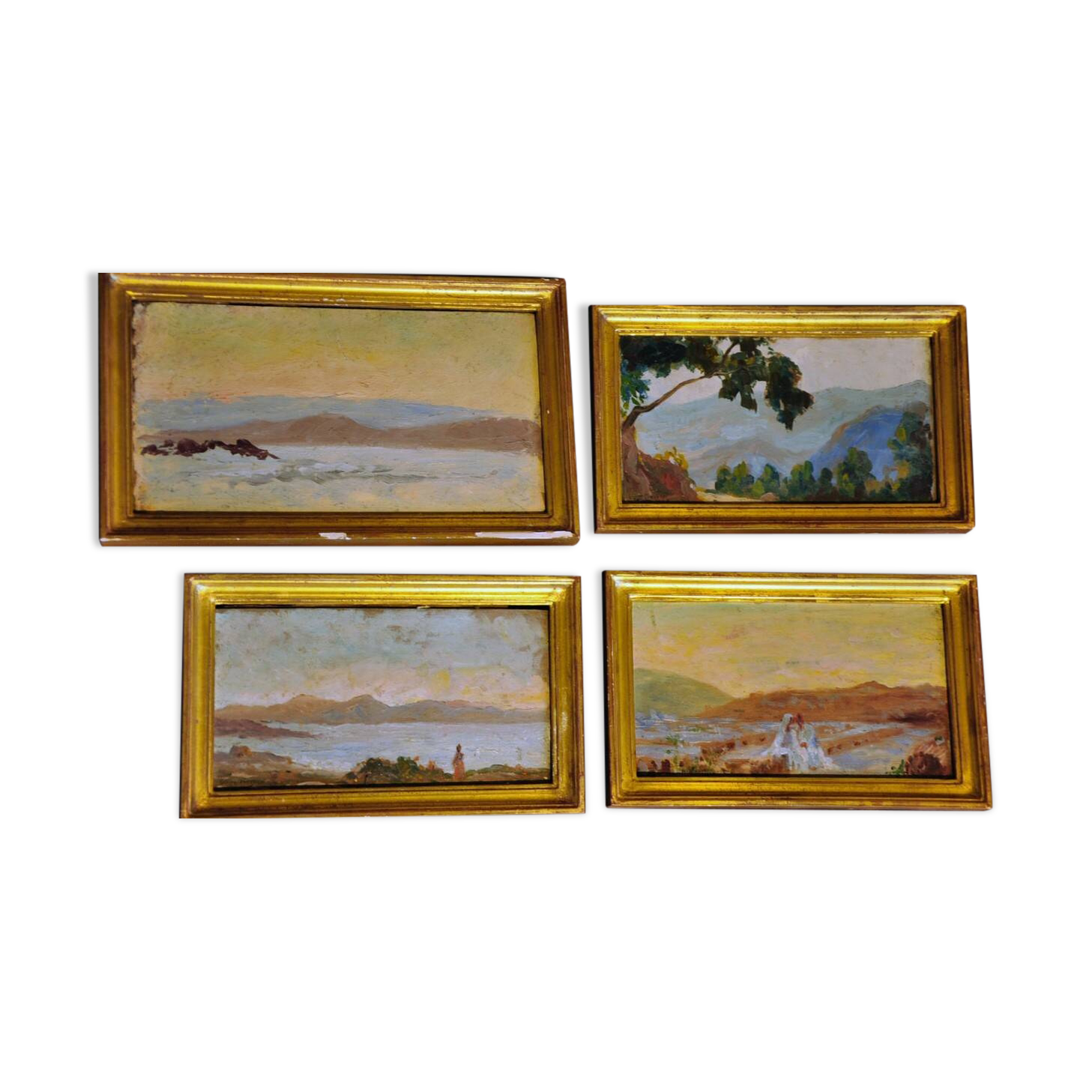 Gaston Simoës de Fonseca: 4 oils on wood (landscapes in Greece)