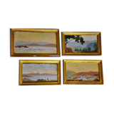 Gaston Simoës de Fonseca: 4 oils on wood (landscapes in Greece)