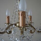 Bronze chandelier and crystal pendants – 5 lights