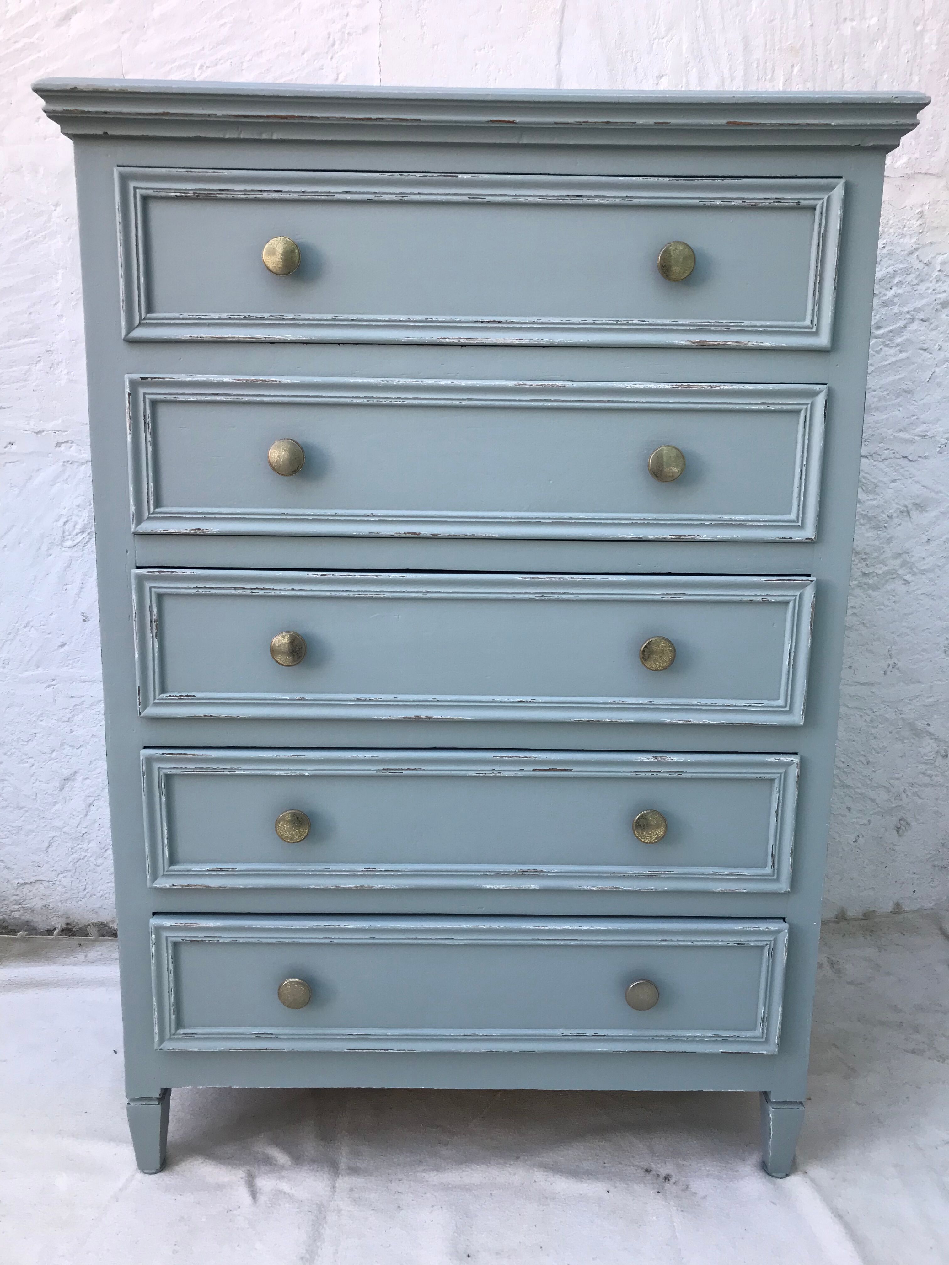 Antique chest of drawers 5 drawers patinated