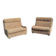 Fauteuil convertible vintage en tissu beige et marron