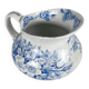Chubby pitcher, old toilet jug KG Lunéville, blue flower pattern, late 19th to early 20th century.