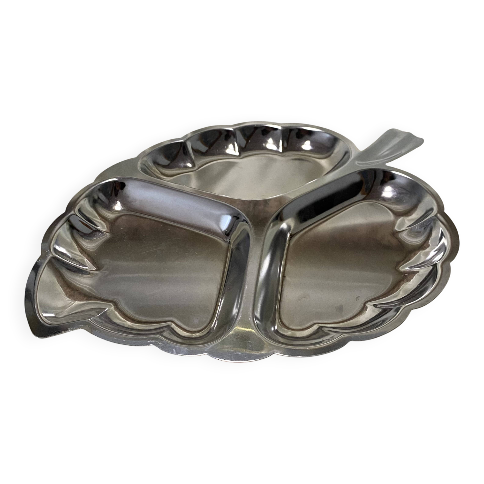 Stainless steel leaf-shaped dish