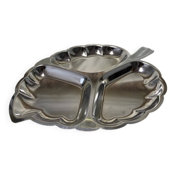 Plat inox forme feuille