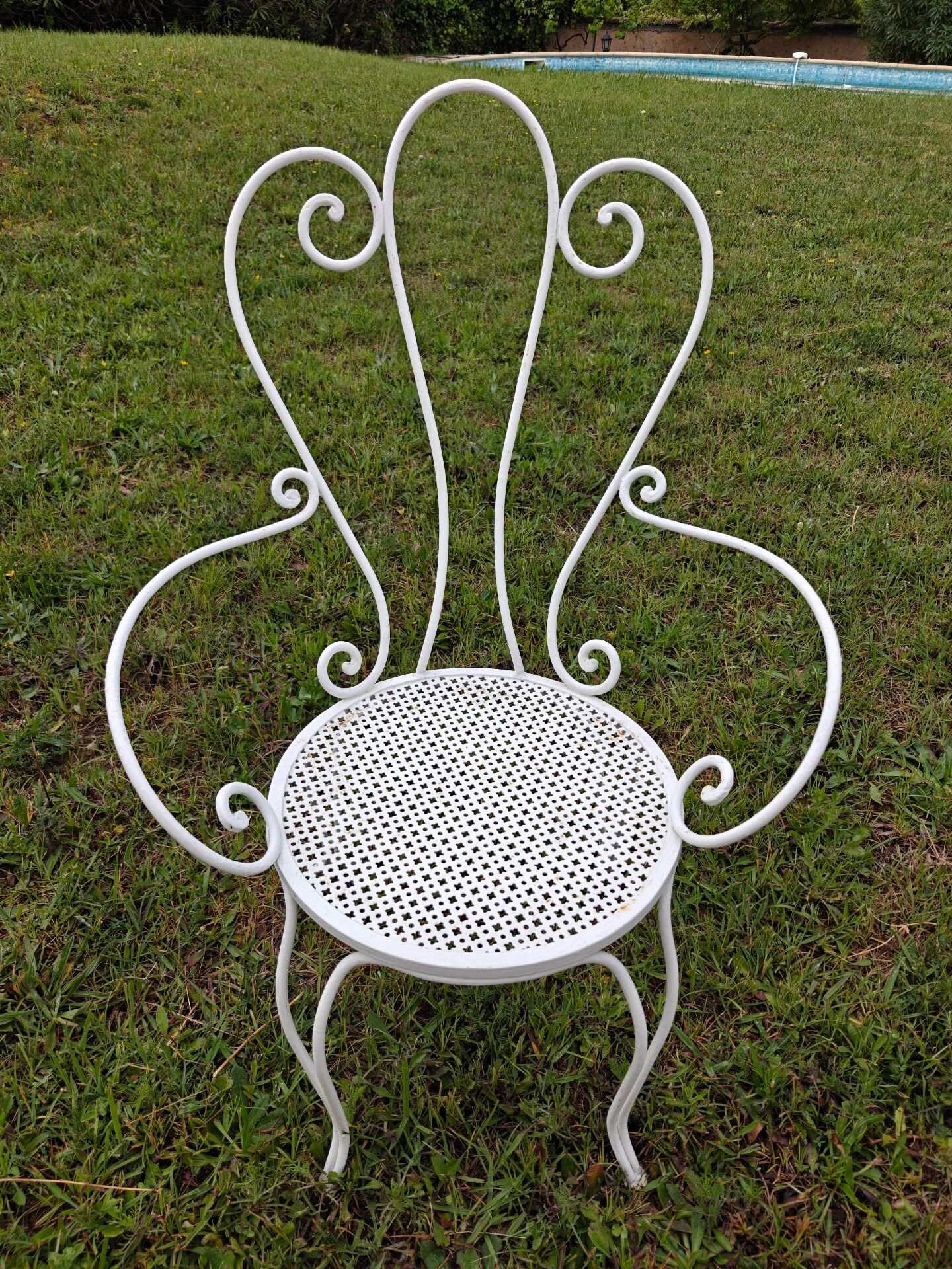 Salon de jardin 7 pièces en fer forgé, années 60