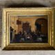 Pair of paintings, animated family scenes, oils on canvas, early 19th century