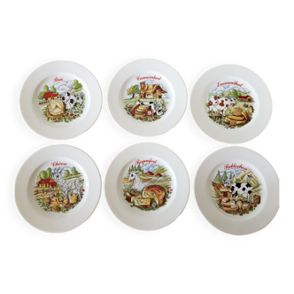 Lot de 6 assiettes de fromages en porcelaine de Limoges