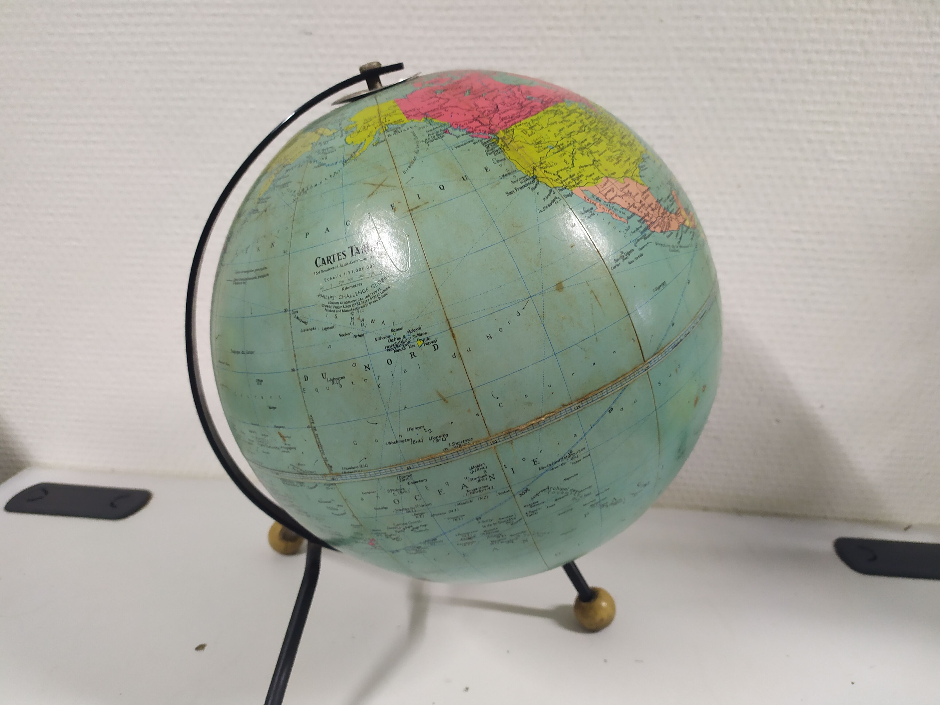 Globe world map George Philip London 1962 Taride design 60's