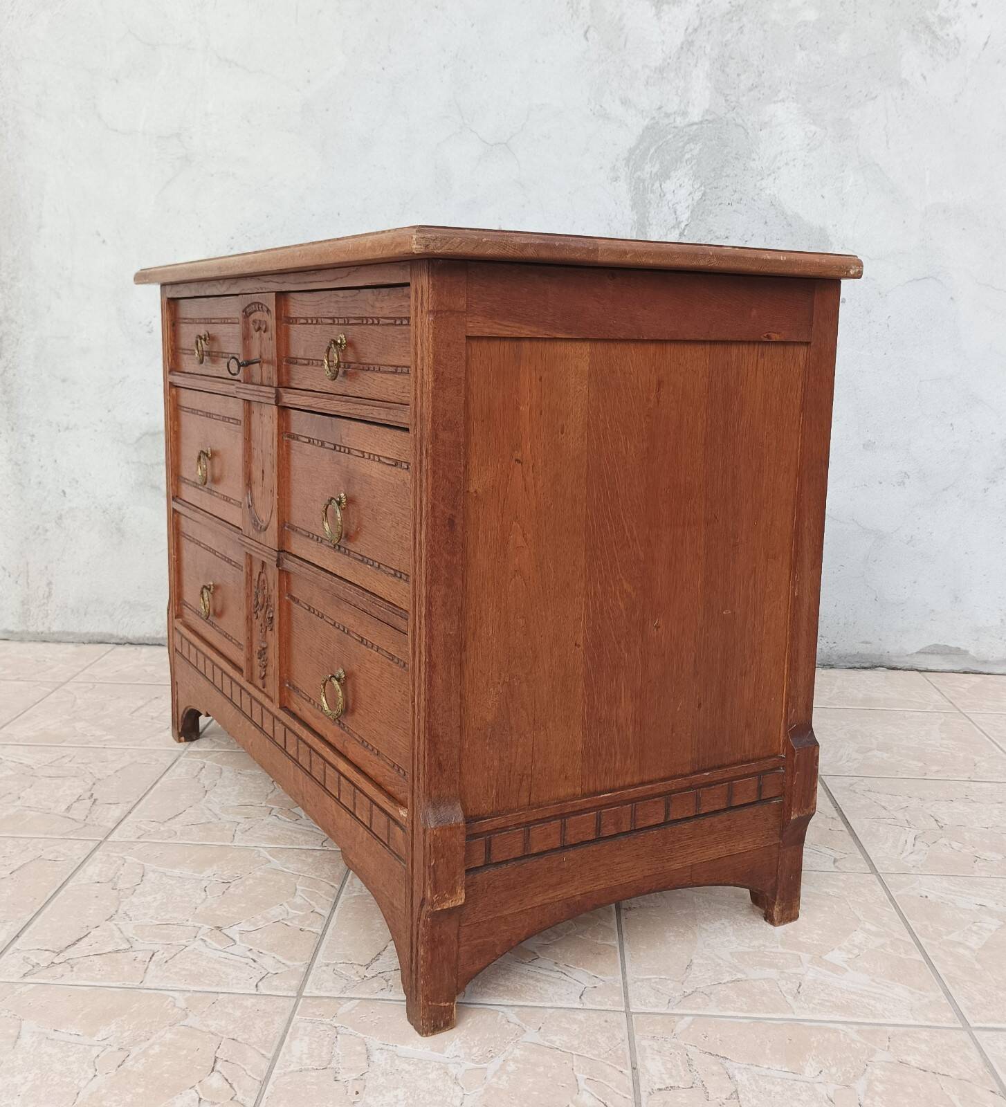 Louis XVI style oak commode