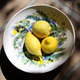 Decorated white earthenware fruit bowl