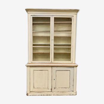 Bibliotheque showcase buffet two mid-19th body in white patina fir