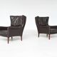 Pair of Durlet lounge chairs in brown leather Belgium 1960