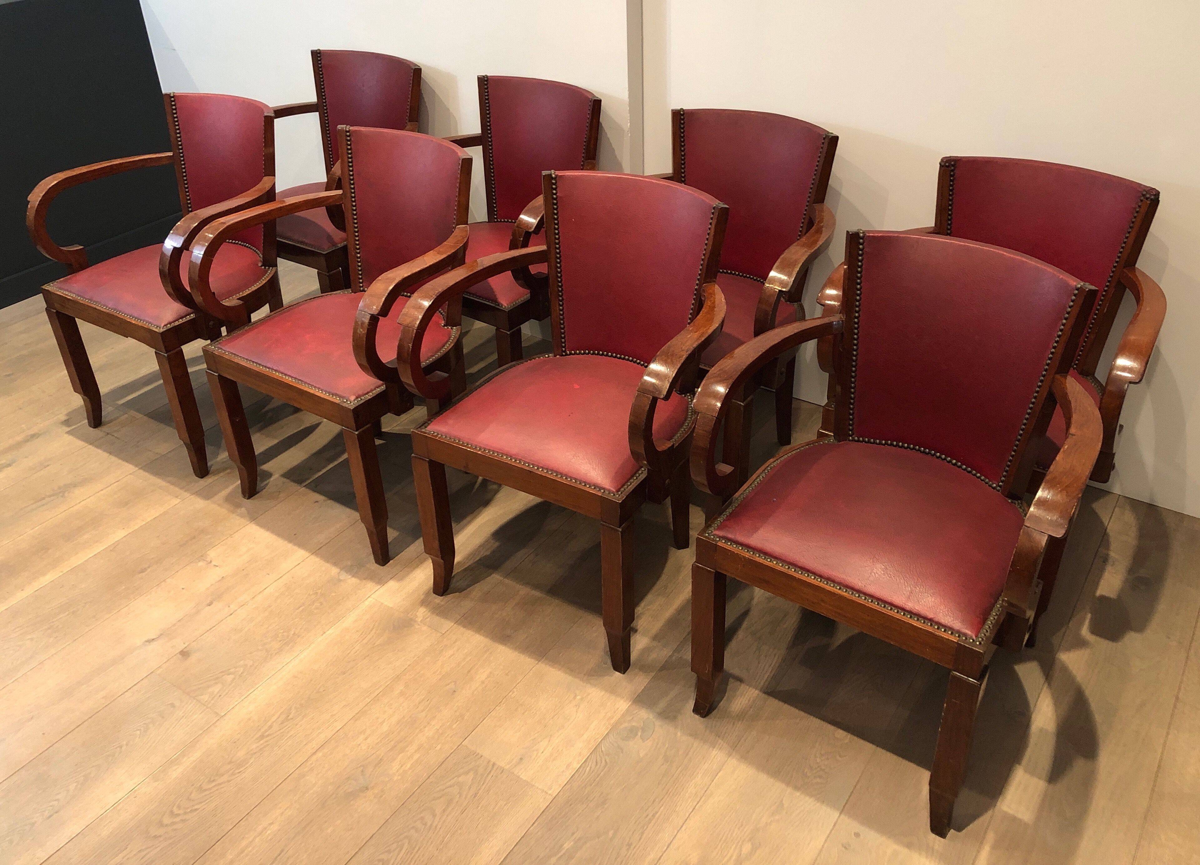Rare set of 8 Art Deco armchairs.