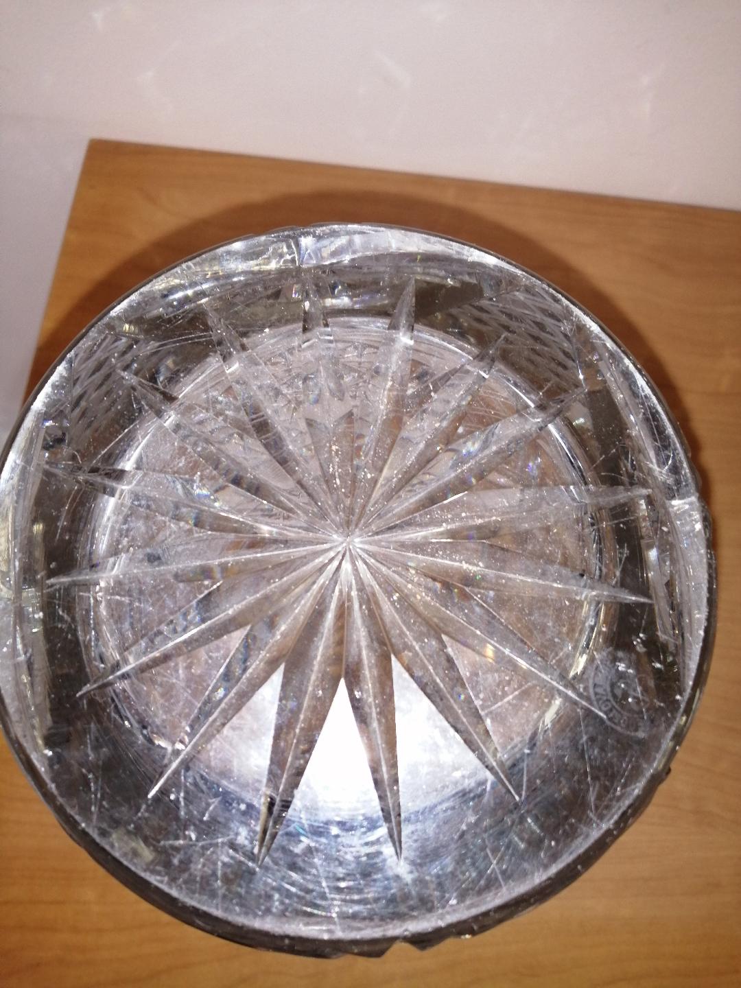 Large carved crystal vase