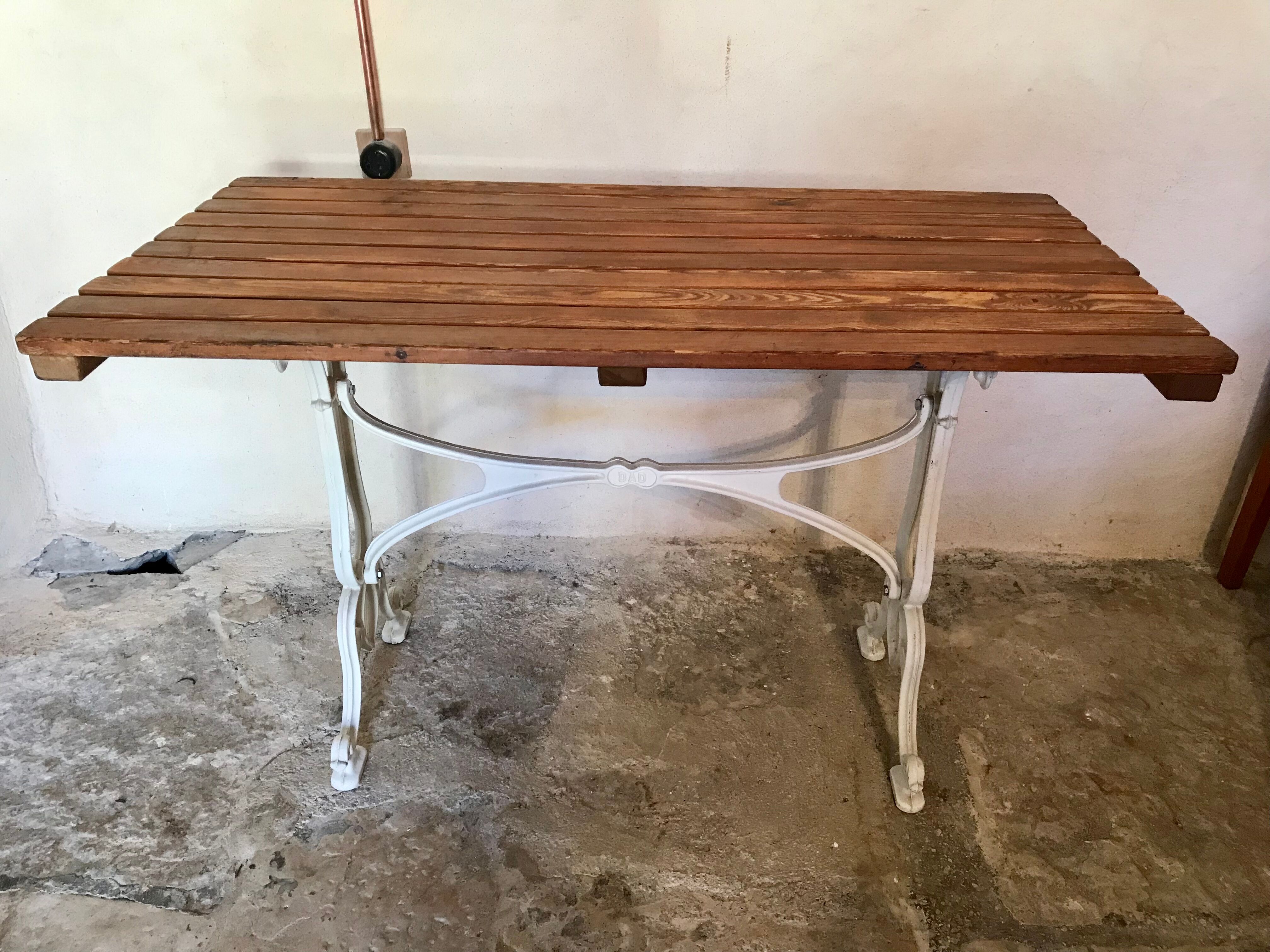 Vintage bistro table base white cast iron