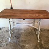 Vintage bistro table base white cast iron