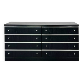 Black and chrome 8-drawer chest of drawers from the 70s - 80s