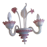 Murano glass wall lamp with pink flowers