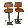 Industrial iron and leather bar stools