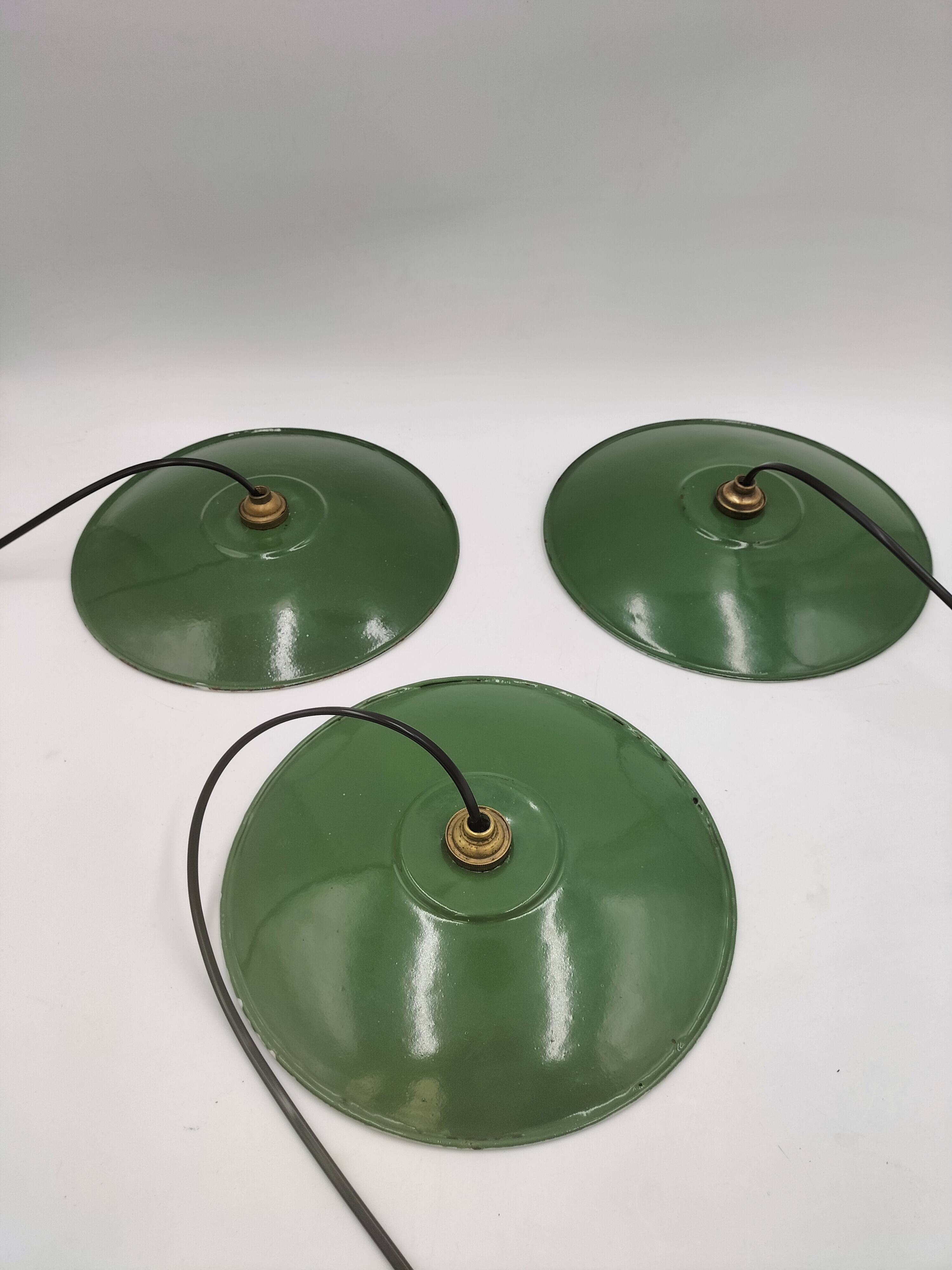 Enameled sheet metal pendant lights