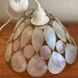 Lampshade in mother-of-pearl and brass