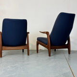 Fauteuils lounge danois en teck, style moderniste du milieu du XXe siècle, années 1960, lot de 2